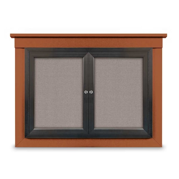 18"x24" 1-Door Enclosed Letterboard, Green Felt/Cherry